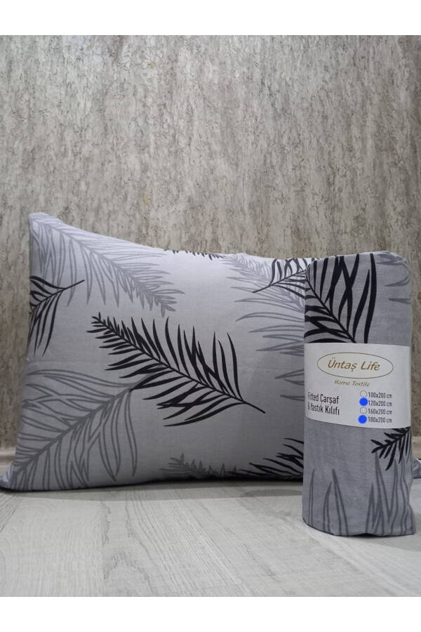 Life New Grey Feather 100x200 Single Fitted Sheet 1 Piece Pillowcase - 1