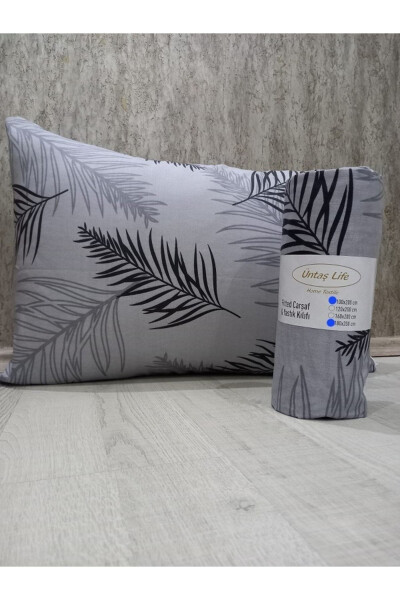 Life New Grey Feather 100x200 Single Fitted Sheet 1 Piece Pillowcase - 2