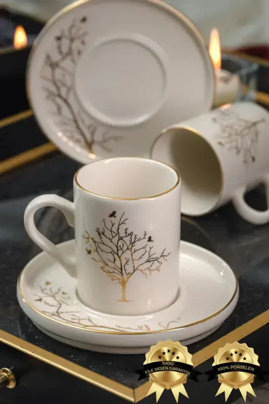 Life Tree 2 Piece Porcelain Cup Set 100 ml - 1