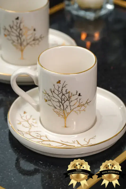 Life Tree 2 Piece Porcelain Cup Set 100 ml - 2