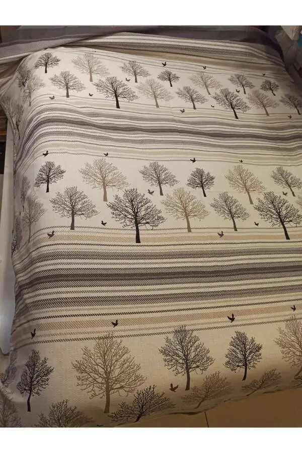 Life Tree Pattern Printed 200x240 Cm. Double (BATTAL) Single Quilt - Grey - 1