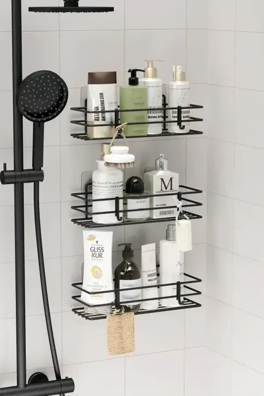 Lifetime Stainless Adhesive 3 Piece Bathroom Shelf D - 2