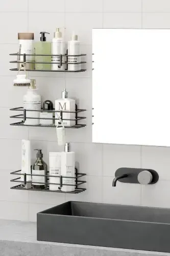 Lifetime Stainless Adhesive 3 Piece Bathroom Shelf D - 5