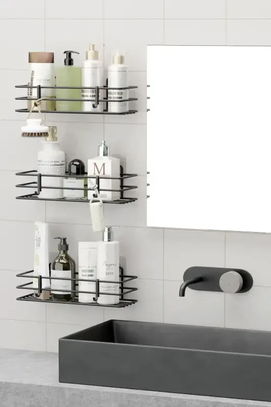 Lifetime Stainless Adhesive 3 Piece Bathroom Shelf D - 5