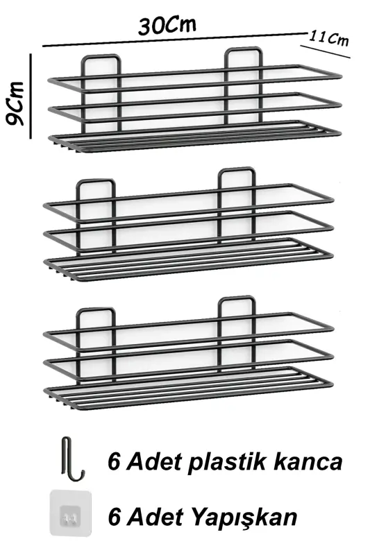 Lifetime Stainless Adhesive 3 Piece Bathroom Shelf D - 6