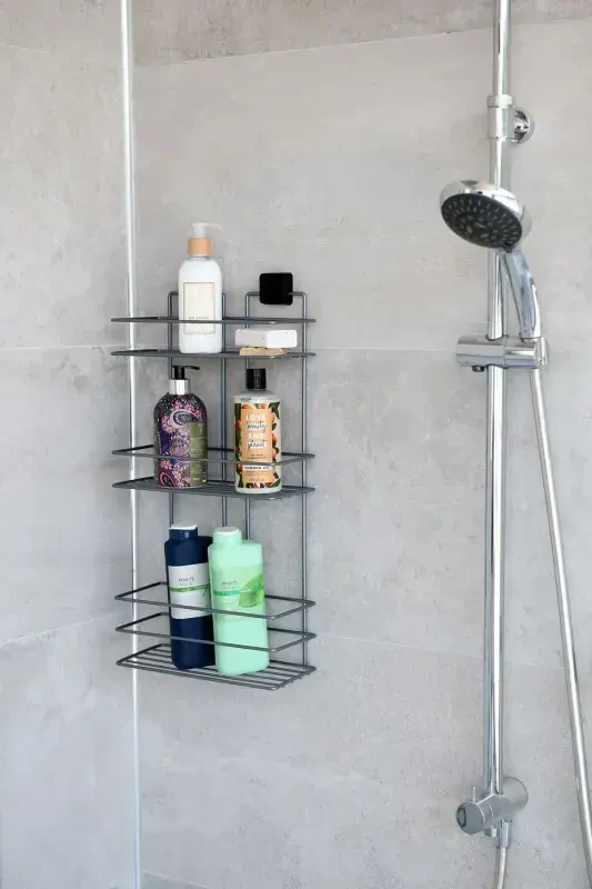 Lifetime Stainless Adhesive Bathroom Shampoo Holder, Spice Rack, Kitchen Shelf, No Drill Screws - 3