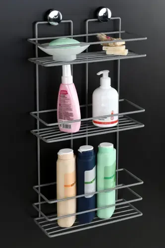 Lifetime Stainless Adhesive Bathroom Shampoo Holder, Spice Rack, Kitchen Shelf, No Drill Screws - 4