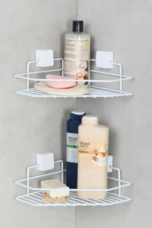 Lifetime Stainless Steel Adhesive Bathroom Shelf, Bathroom Organizer, Shampoo Rack-2PC WHITE - 2