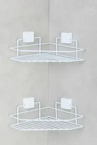 Lifetime Stainless Steel Adhesive Bathroom Shelf, Bathroom Organizer, Shampoo Rack-2PC WHITE - 3