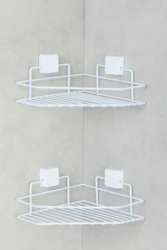 Lifetime Stainless Steel Adhesive Bathroom Shelf, Bathroom Organizer, Shampoo Rack-2PC WHITE - 3