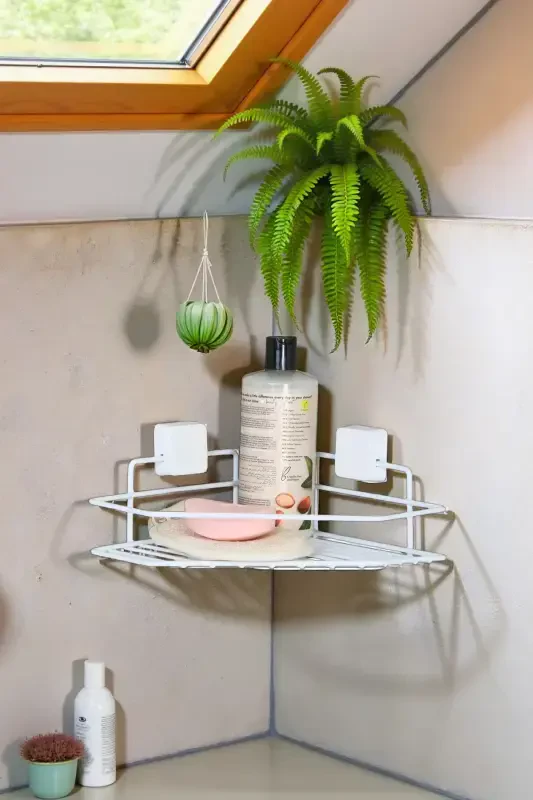 Lifetime Stainless Steel Adhesive WHITE Bathroom Shelf Bathroom Organizer Shampoo Rack-WHITE - 1