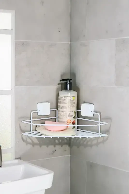 Lifetime Stainless Steel Adhesive WHITE Bathroom Shelf Bathroom Organizer Shampoo Rack-WHITE - 2