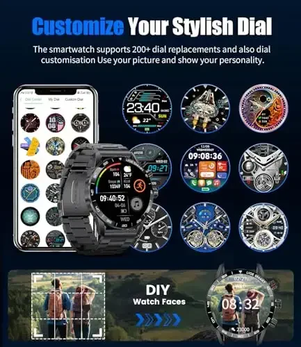 LIGE Erkaklar uchun Aqlli Soatlar, 1.32“ Bluetooth Qo'ng'iroqlari/Xabarlarni Yuborish Xususiyatiga Ega Aqlli Soat, 20 Sport Rejimlari Qon Bosimi/Yurak Urishi Kuzatuvchisi IP67 Su o'tkazmaydigan Ko'k Erkaklar Aqlli Soati Android iOS Telefonlar uchun - 6