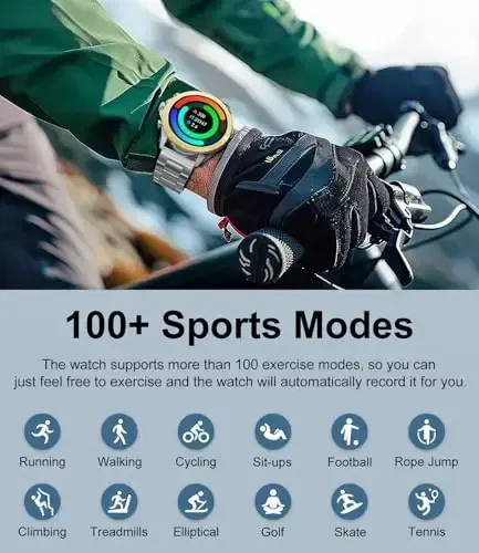 LIGE Smart Watch for Men,1.43 Inch AMOLED Smart Watch with Bluetooth Calls/Message Push, 100+ Sport Modes,IP67 Waterproof Mens Smartwatch for Android iOS Phones Gold - 4