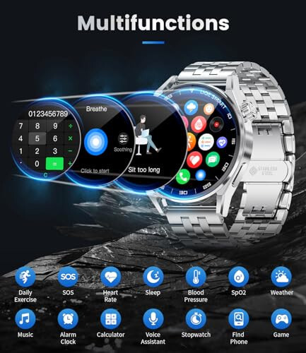 LIGE Smart Watches для мужчин Bluetooth-звонки (ответ/звонок), 1.39'' умные часы для телефонов Android и iOS, совместимые с более чем 100 спортивными режимами ЧСС/SpO2/кровяное давление, шагомер Серебро - 6