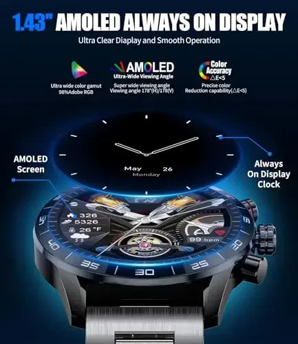 LIGE Smart Watches for Men, 1.32“ Smart Watch with Bluetooth Calls/Message Push, 20 Sport Modes Blood Pressure/Heart Rate Tracker IP67 Waterproof Blue Mens Smartwatch for Android iOS Phones - 2