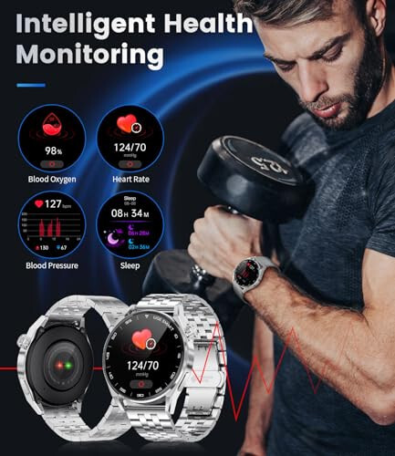 LIGE Smart Watches for Men Bluetooth Call (Answer/Make Call), 1.39'' Smartwatch for Android Phones and iOS Compatible with 100+ Sport Modes Heart Rate/SpO2/Blood Pressure,Pedometer Silver - 3