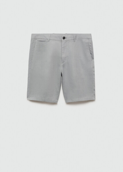 Light blue 100% linen bermuda shorts. - 1