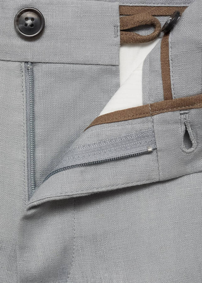 Light blue 100% linen bermuda shorts. - 5