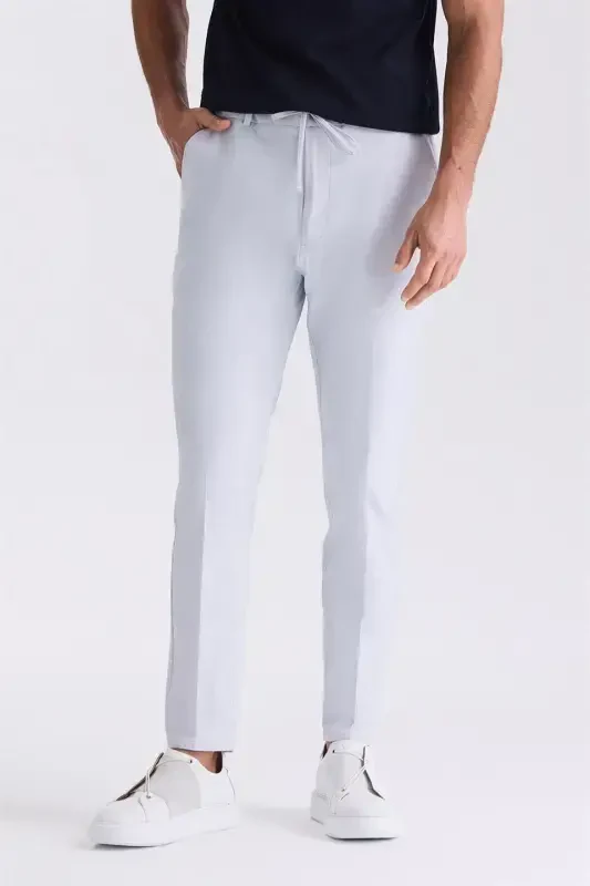 Light Blue Comfort Fit Elastic Waist Jogger Pants - 2