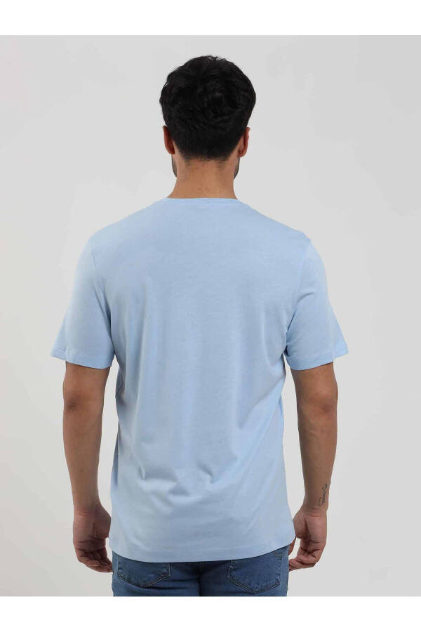 Light Blue Men's Slim Fit Plain O Neck T-shirt - 105510 - 5