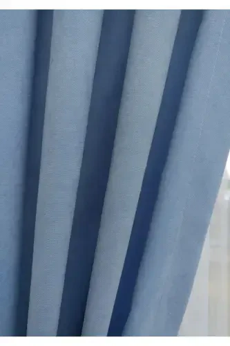 Light Blue Plain Color Backdrop Curtain, Flat Sewing Without Pleats, Buckram Gathering, Single Panel-Light Blue - 7