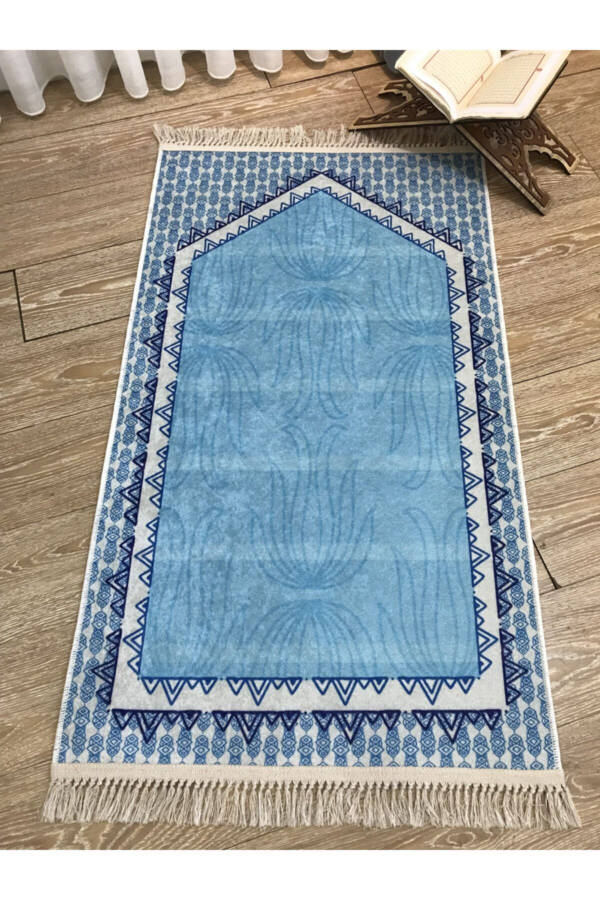 Light Blue Shaggy Rug (latex Base) 75x125 - 1