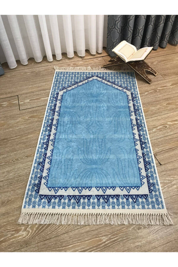 Light Blue Shaggy Rug (latex Base) 75x125 - 2