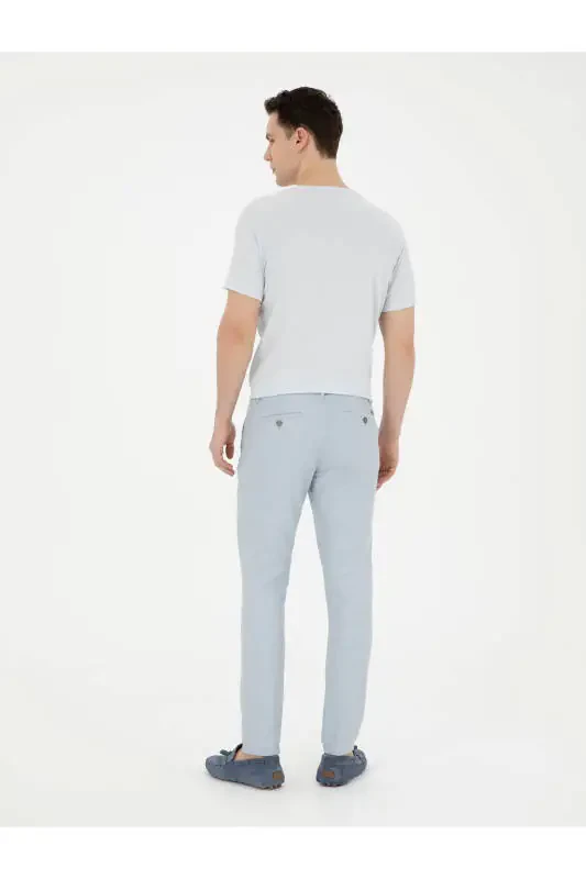 Light blue slim fit canvas pants - 3
