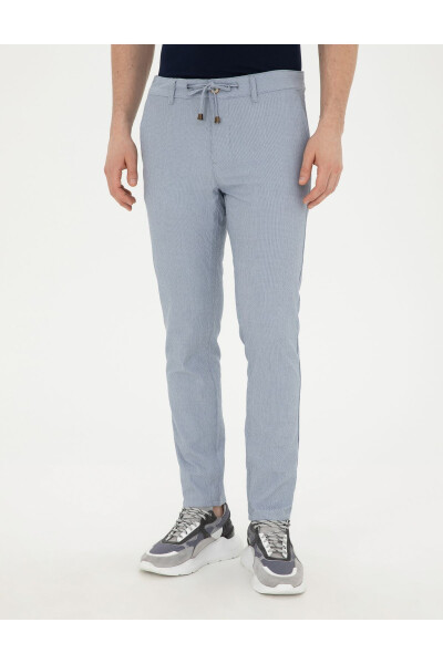 Light blue slim fit canvas trousers - PIERRE CARDIN (1)