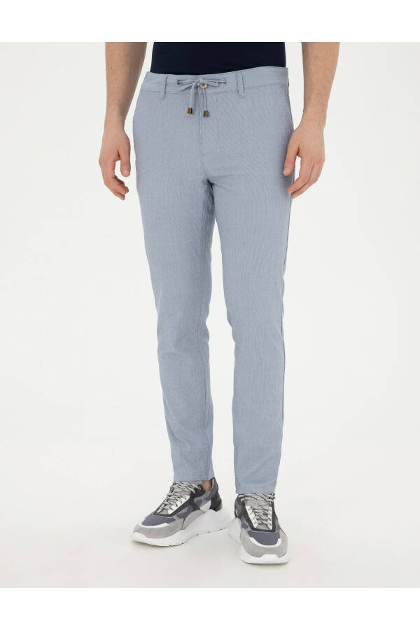 Light blue slim fit canvas trousers - 2