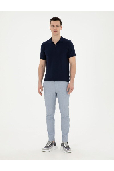 Light blue slim fit canvas trousers - 3