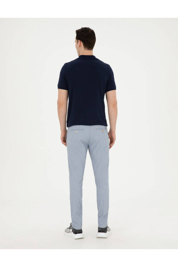 Light blue slim fit canvas trousers - 4