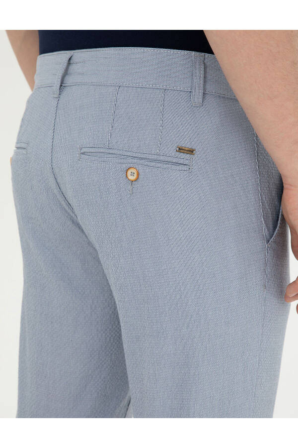 Light blue slim fit canvas trousers - 7