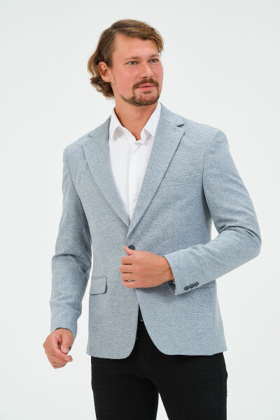 Light Blue Slim Fit Lined Men's Blazer Jacket, Stylish Jacket - 1