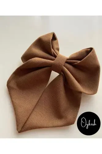 LIGHT BROWN RIBBON HAIR CLIP / BOW HAIR CLIP / HAIR CLIP / ACCESSORY-BROWN - 1