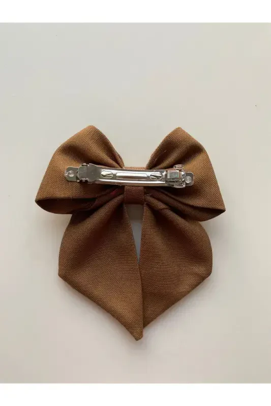 LIGHT BROWN RIBBON HAIR CLIP / BOW HAIR CLIP / HAIR CLIP / ACCESSORY-BROWN - 5