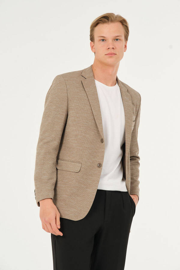 Light Brown Slim Fit Classic Lined Regular Blazer Jacket - 2