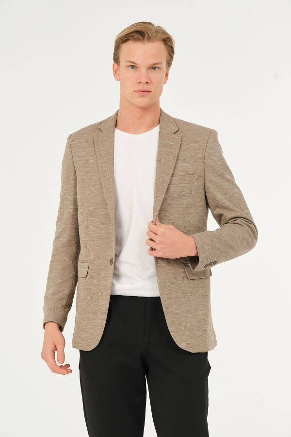 Light Brown Slim Fit Classic Lined Regular Blazer Jacket - 3