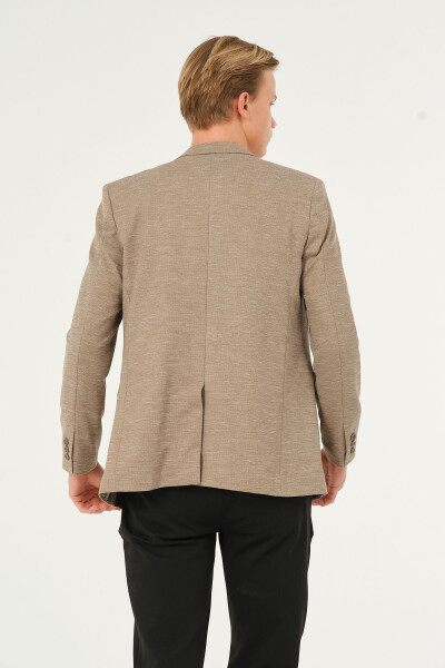 Light Brown Slim Fit Classic Lined Regular Blazer Jacket - 4