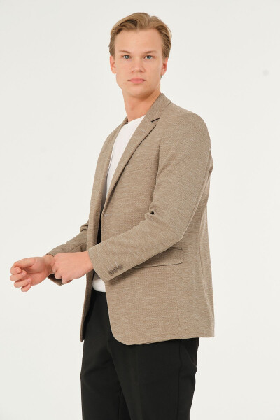 Light Brown Slim Fit Classic Lined Regular Blazer Jacket - 5