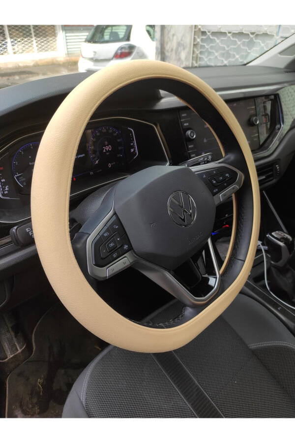 Light Cream Beige Silicone Steering Wheel Cover - 1