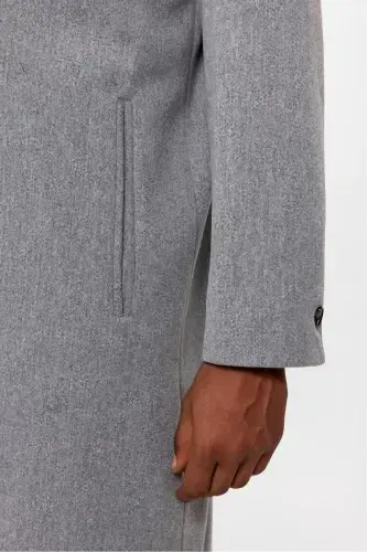 Light Gray Belted Oversize Men's Coat-Light Gray - 6