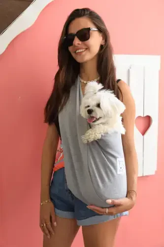 Light Gray Dog Carrier Bag (PET SLING) Baby Carrier-LIGHT GRAY - OLI AND LUI (1)