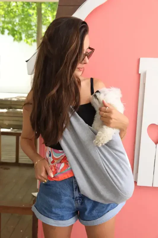 Light Gray Dog Carrier Bag (PET SLING) Baby Carrier-LIGHT GRAY - 5