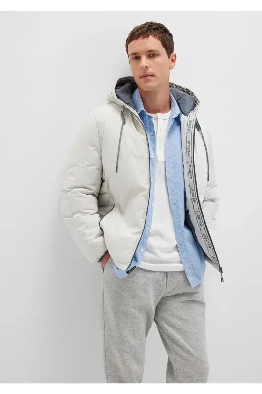 Light gray, hooded puffer jacket (0110352-70080) - MAVI