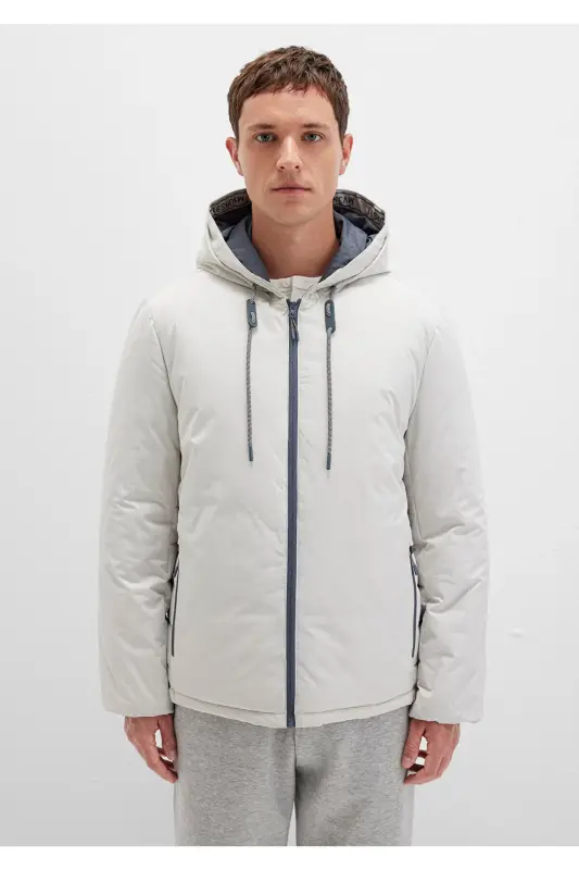 Light gray, hooded puffer jacket (0110352-70080) - 4