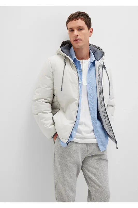Light gray, hooded puffer jacket (0110352-70080) - MAVI