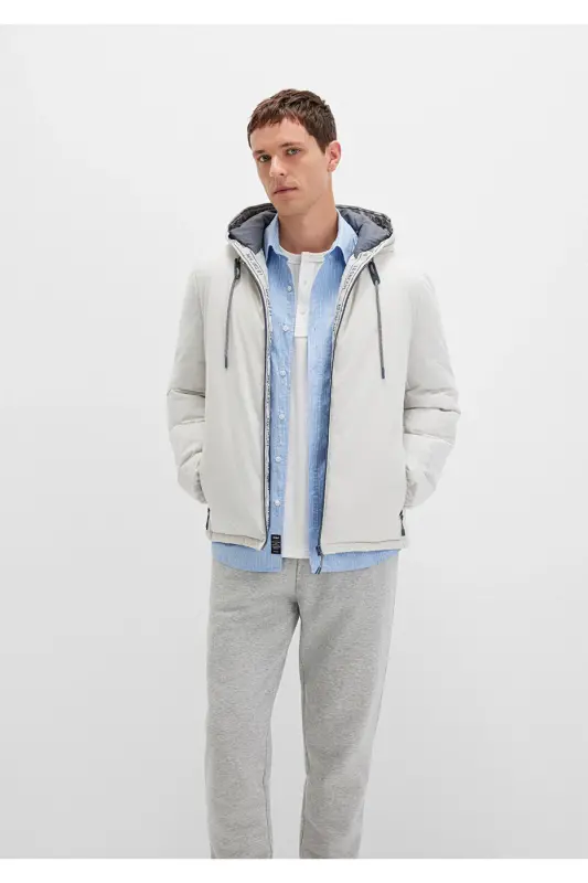 Light gray, hooded puffer jacket (0110352-70080) - 3