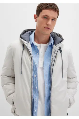 Light gray, hooded puffer jacket (0110352-70080) - MAVI (1)